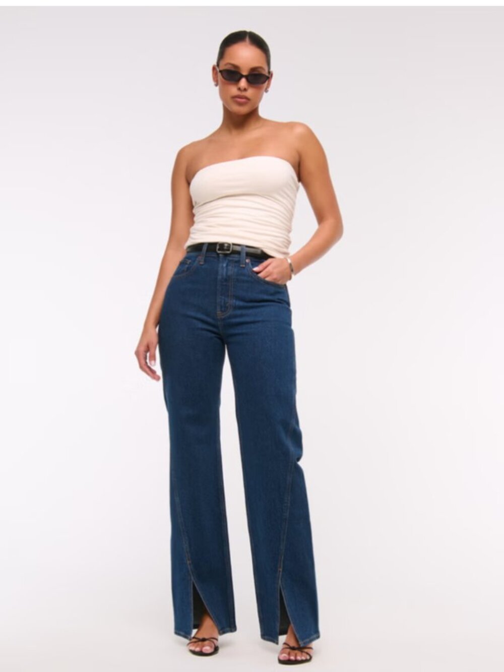 NWT Abercrombie 90s Relaxed High Rise Split Hem Jeans, Size 27